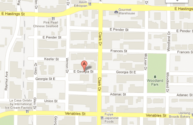 Map 1250 East Georgia Street